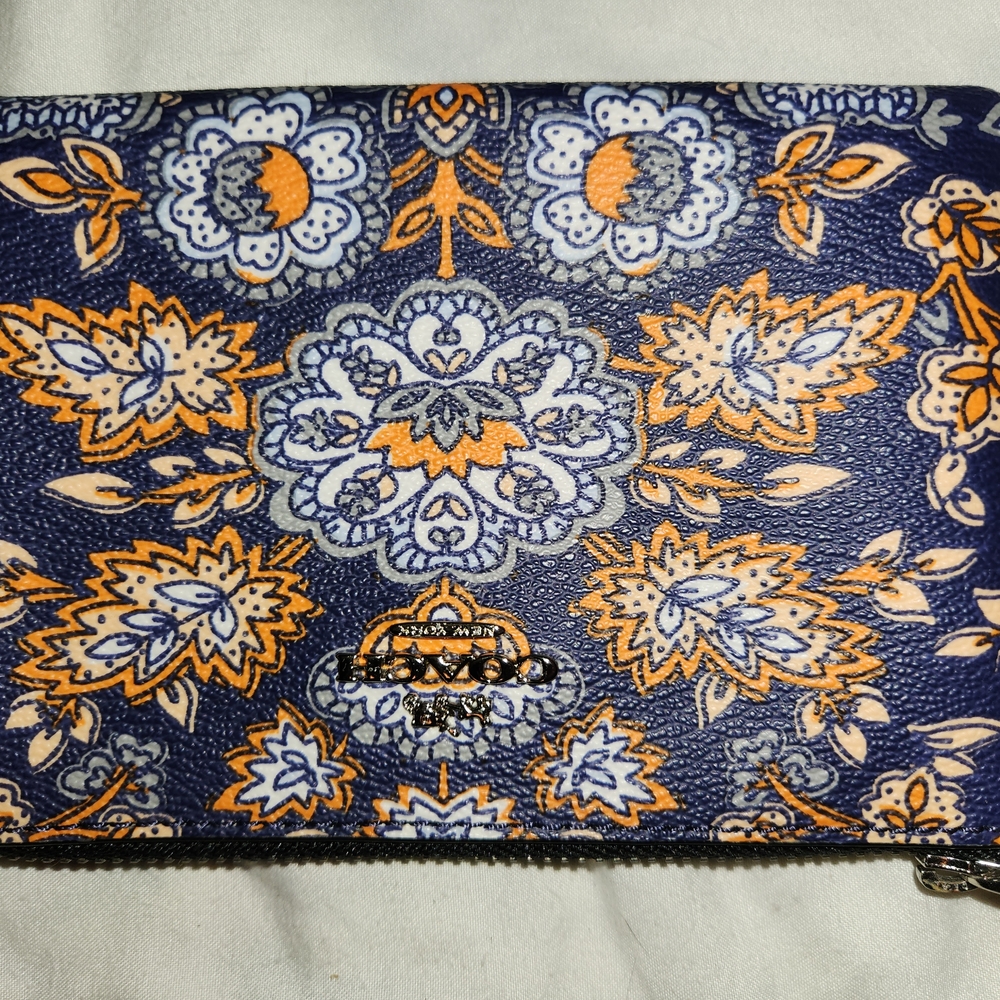 Coach Blue and Orange Floral Clutch
